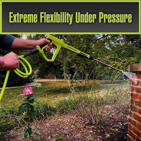 Flexzilla Pressure Washer Hose, 3/8in x 100ft, 4200PSI, Integrated Quick Connect Fittings, ZillaGreen HFZPW426100Q-E
